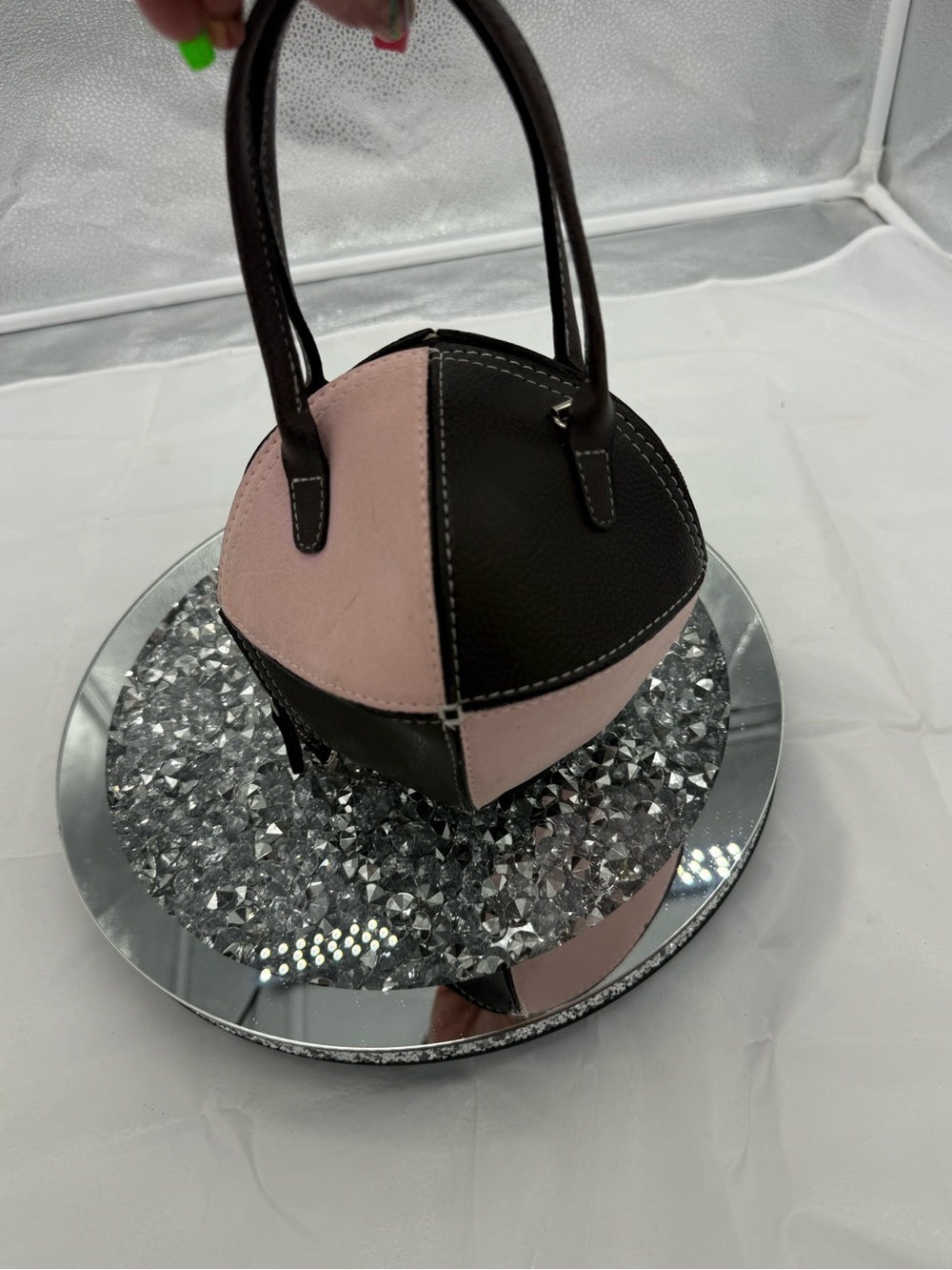 Aldo Pink and Black Two-Tone Dome Baby Bag